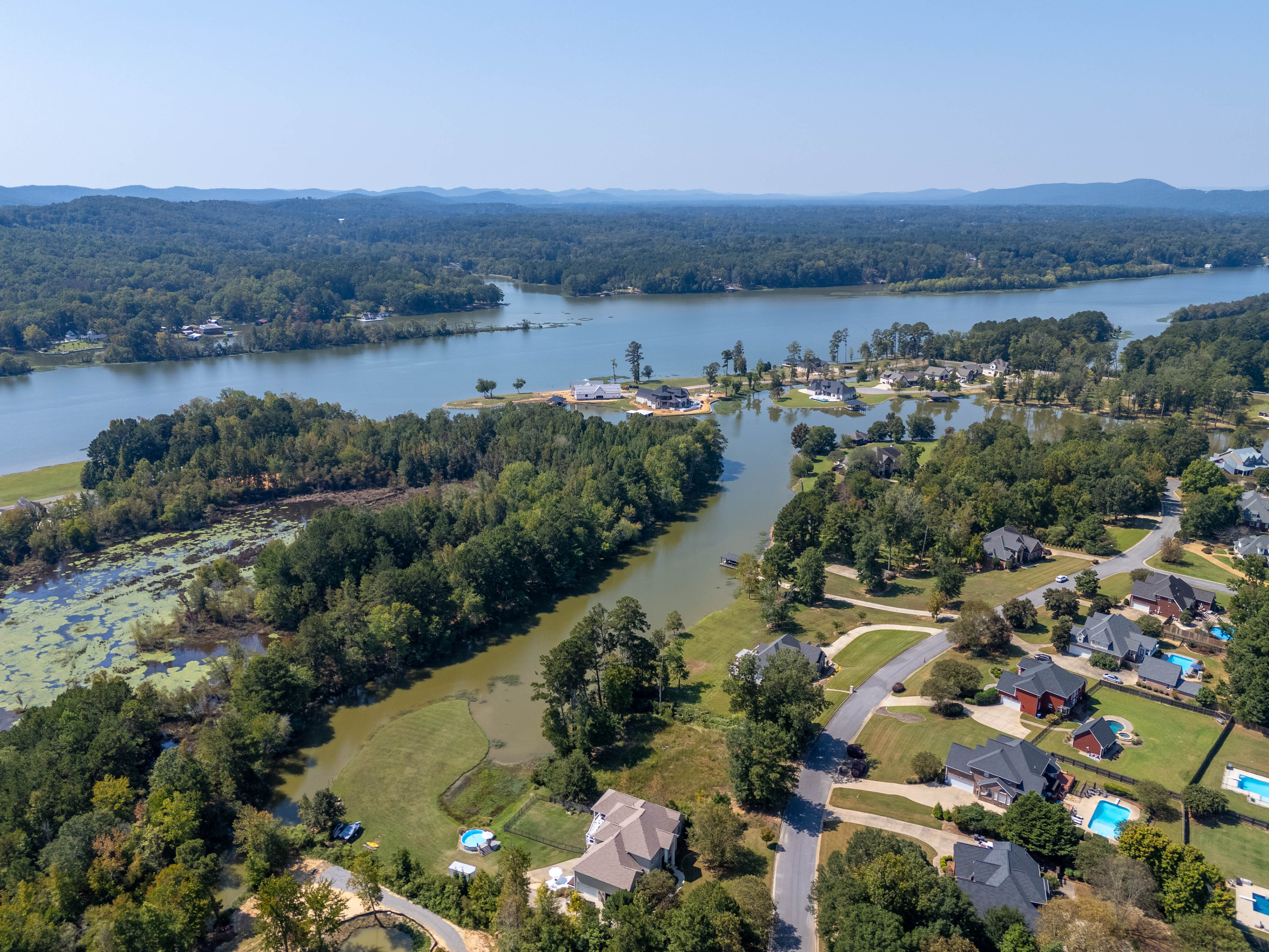 Blue Lakes waterfront community from above