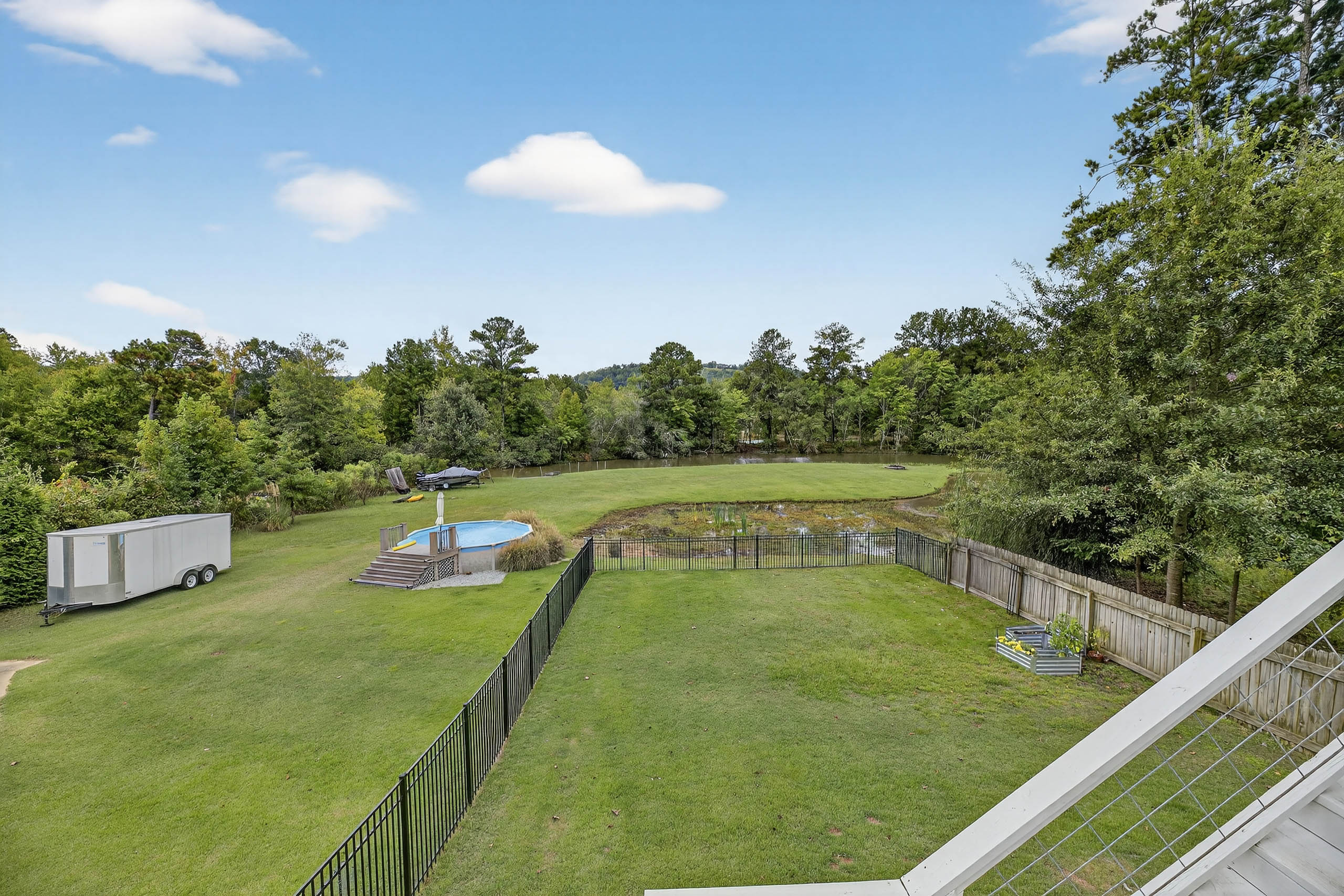 The Fenced Yard & Pool — River Run riverfront estate
