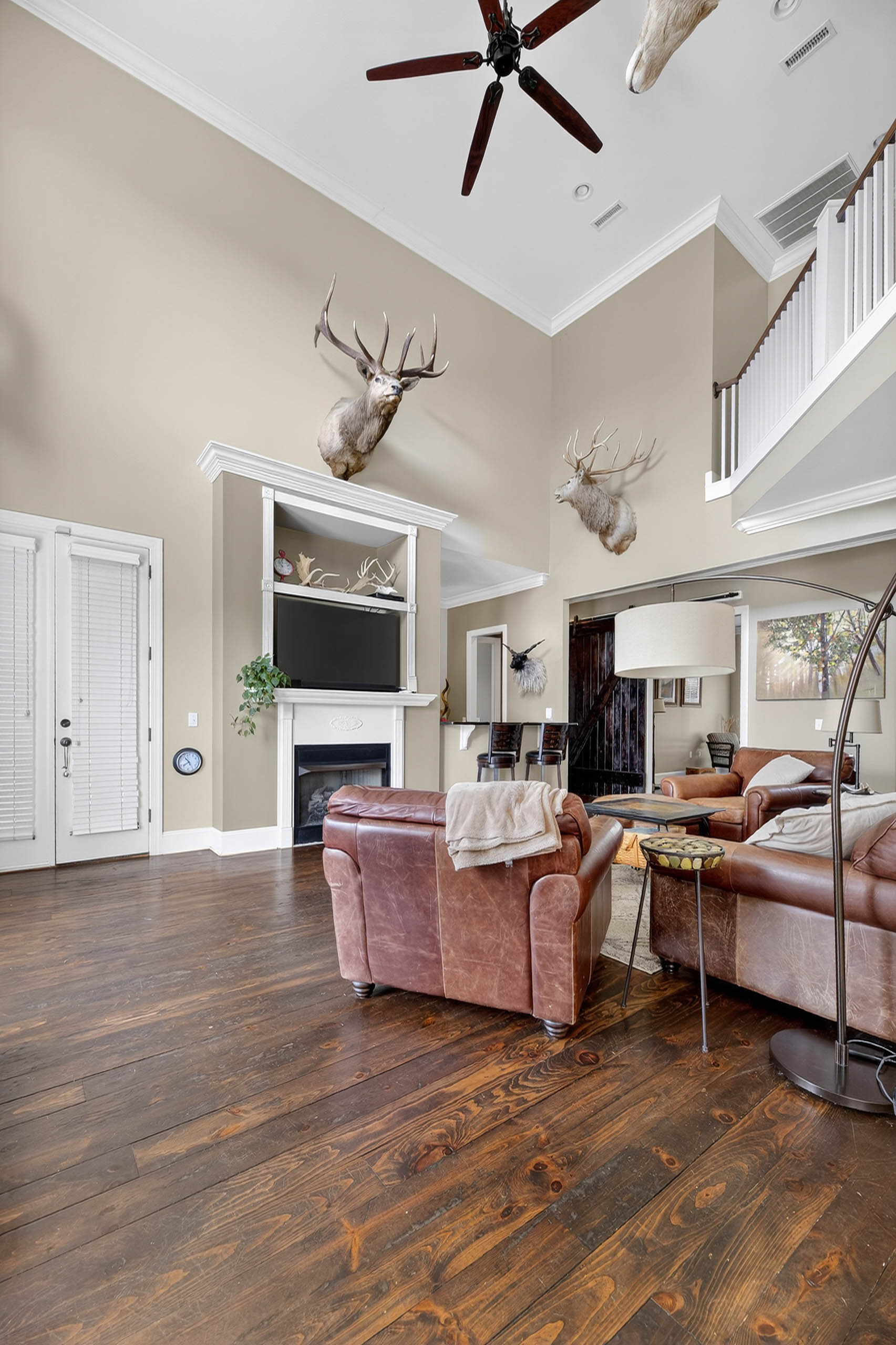 Vaulted Family Room — River Run riverfront estate